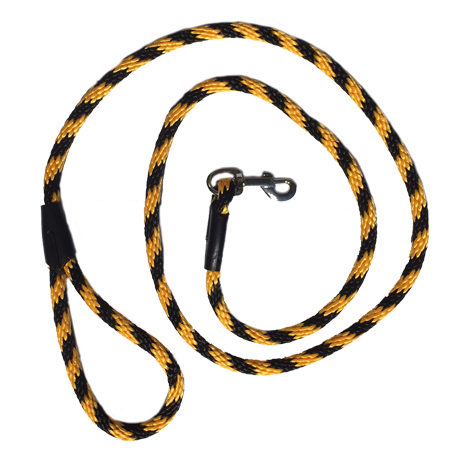 Hand Made Rope Clip Lead: Black & Yellow