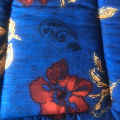 Red Flowers on Blue Cotton Crate Mats