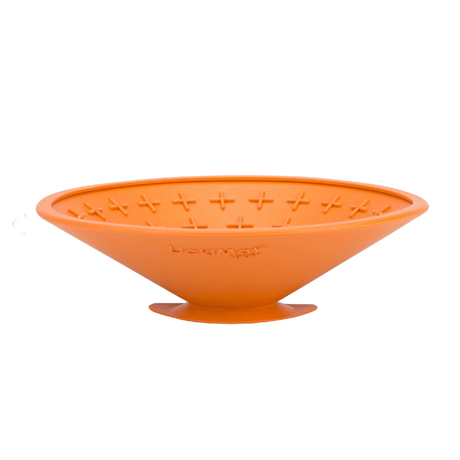 LickiMat Splash Wall & Floor Suction Slow Feeder Bowl Orange