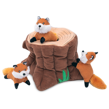 Interactive Burrow Foxes and Stump